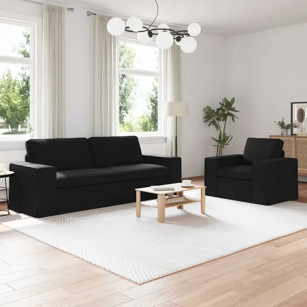 Ensemble de Canapés 2 pcs Noir 222 x 80 x 82 cm tissu