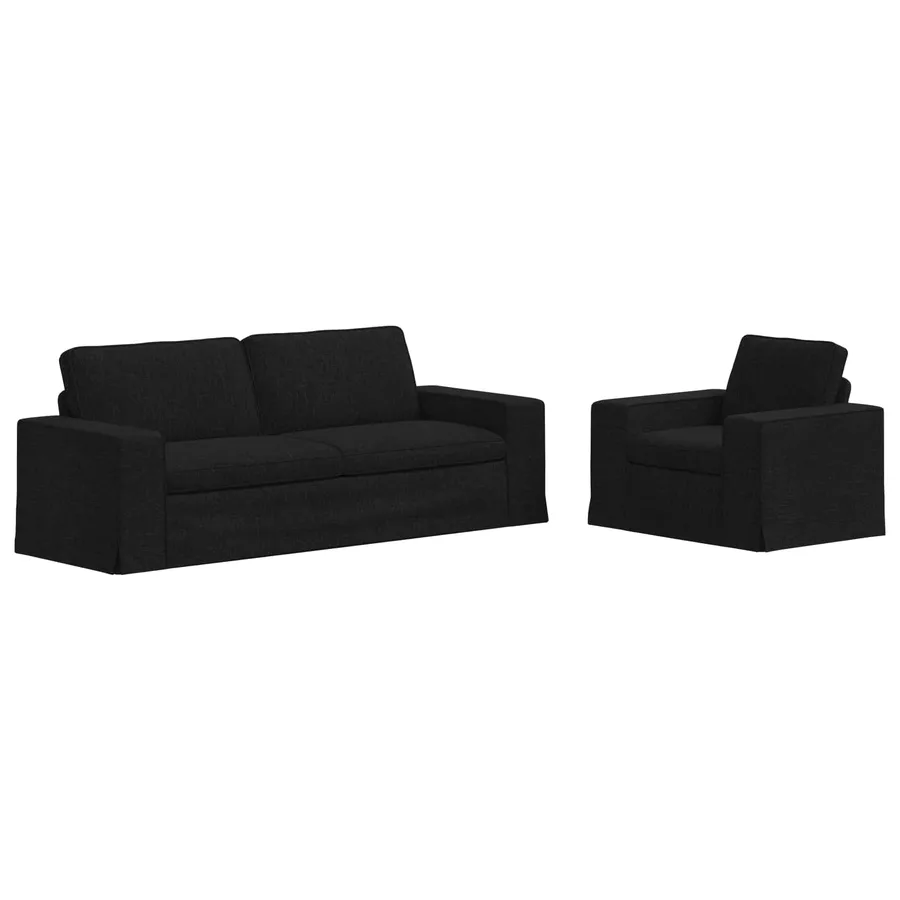 Ensemble de Canapés 2 pcs Noir 222 x 80 x 82 cm tissu - 2