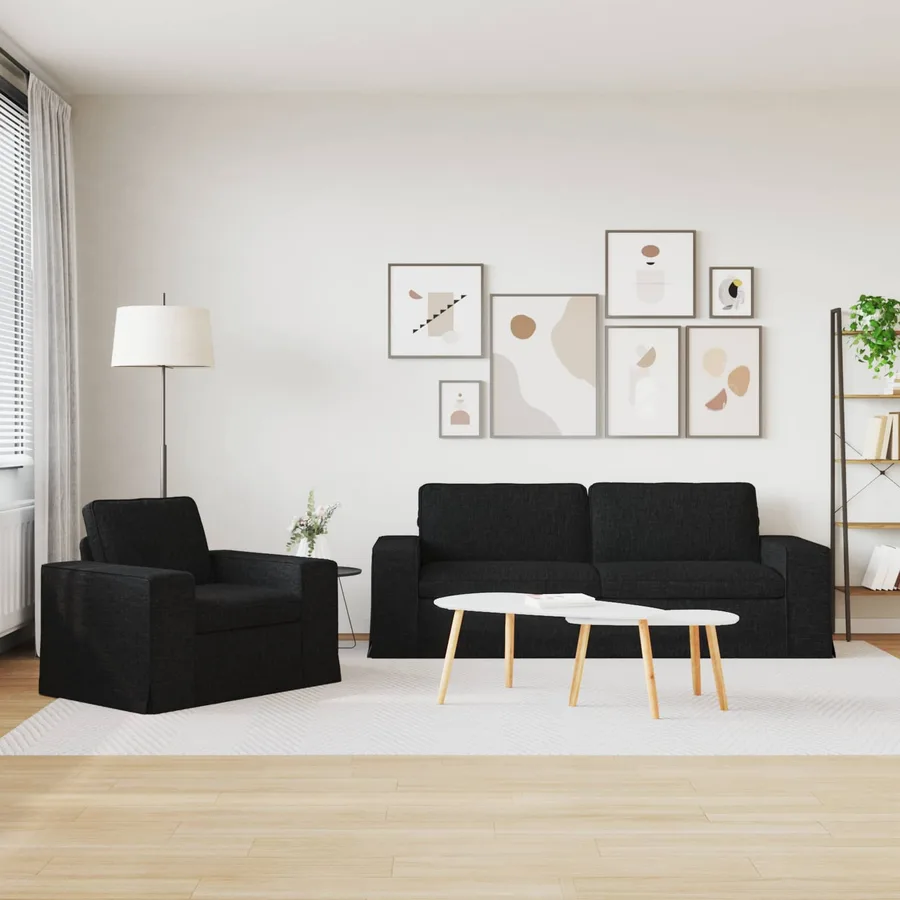 Ensemble de Canapés 2 pcs Noir 222 x 80 x 82 cm tissu - 3