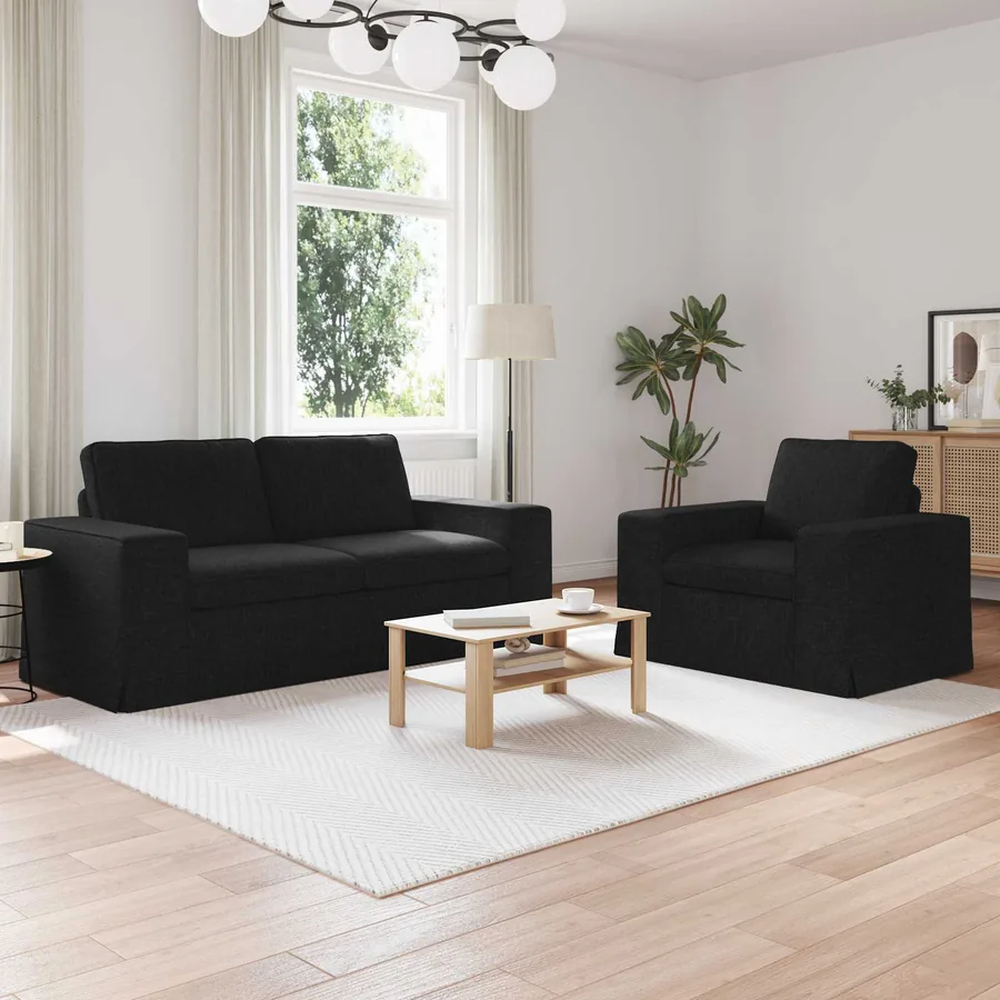 Ensemble de Canapés 2 pcs Noir 182 x 80 x 82 cm tissu