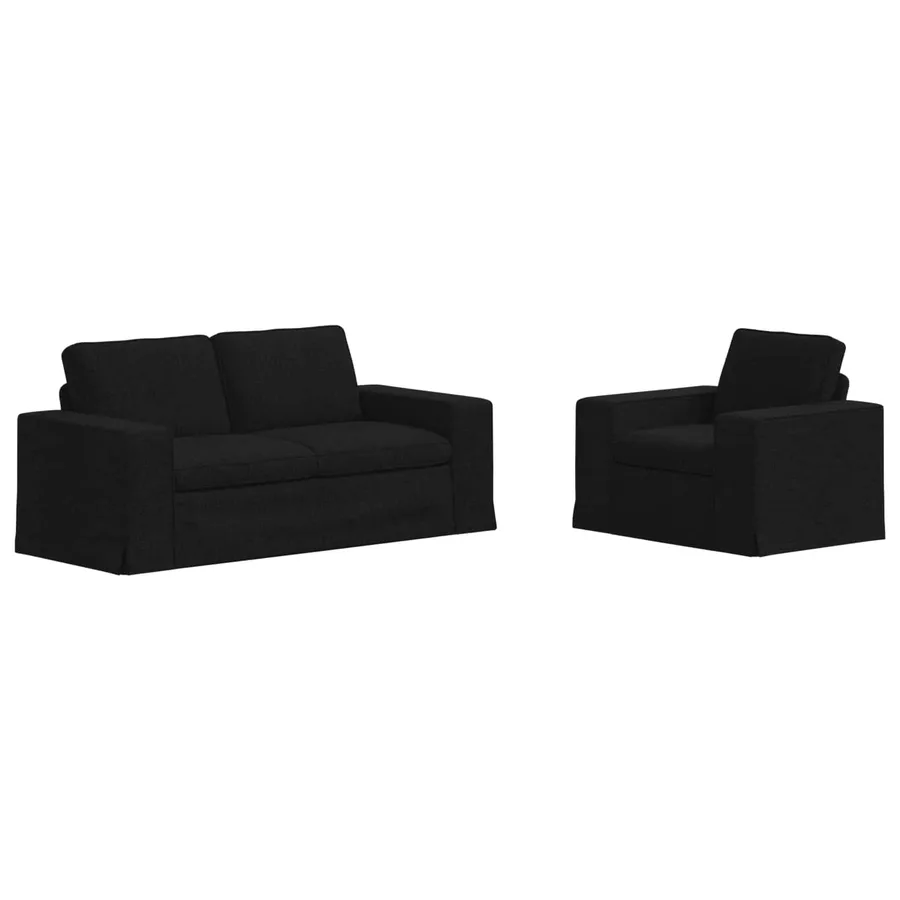 Ensemble de Canapés 2 pcs Noir 182 x 80 x 82 cm tissu - 2