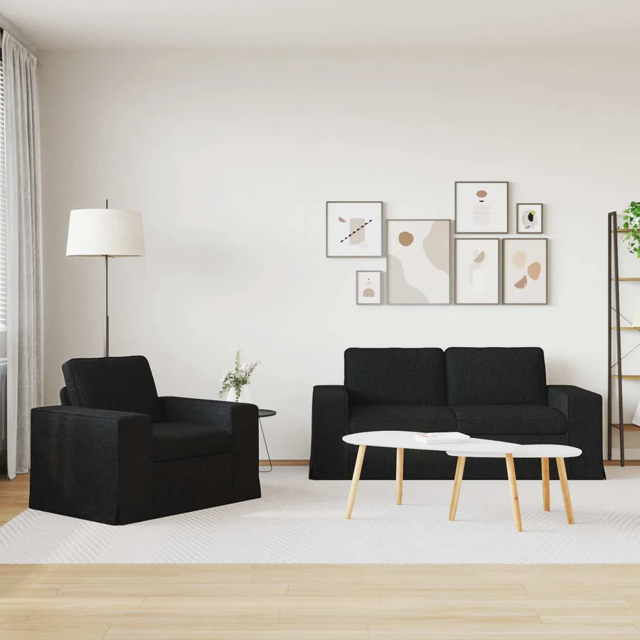 Ensemble de Canapés 2 pcs Noir 182 x 80 x 82 cm tissu - 3