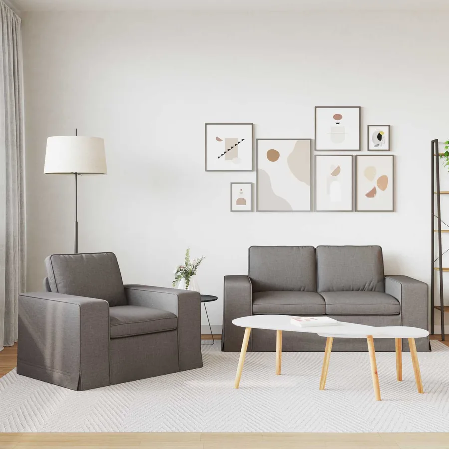 Ensemble de Canapés 2 pcs Taupe 162 x 80 x 82 cm tissu - 3