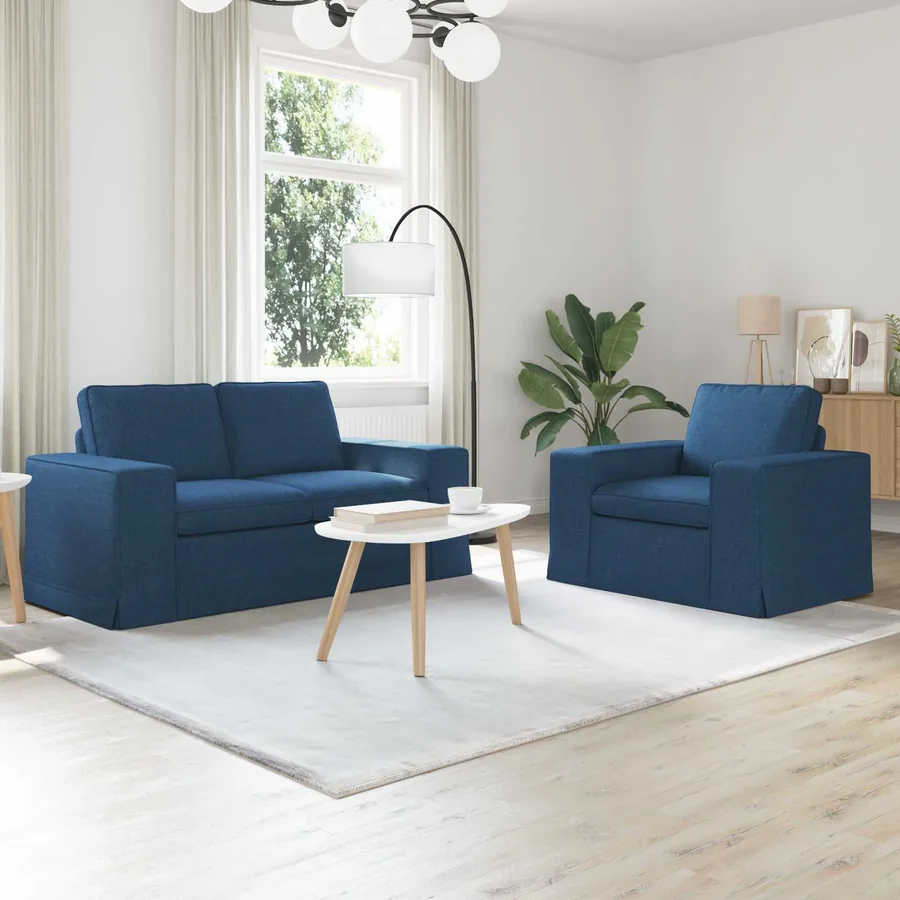 Ensemble de Canapés 2 pcs Bleu 162 x 80 x 82 cm tissu