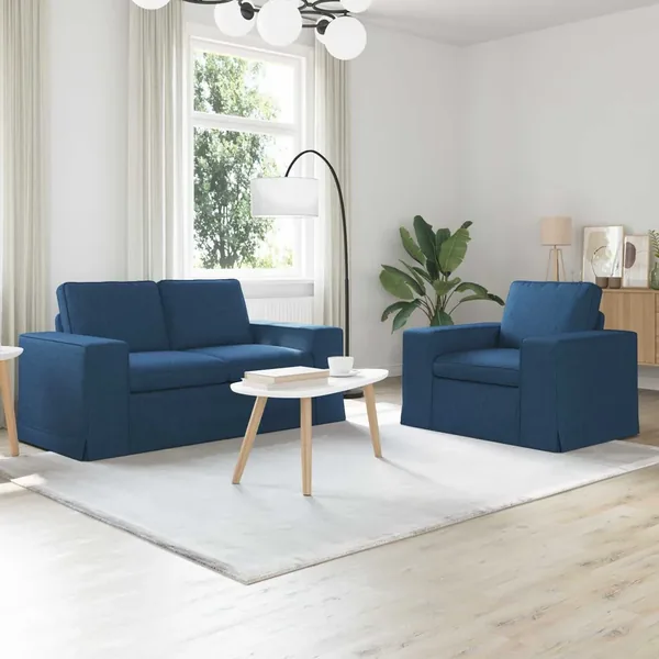 Ensemble de Canapés 2 pcs Bleu 162 x 80 x 82 cm tissu