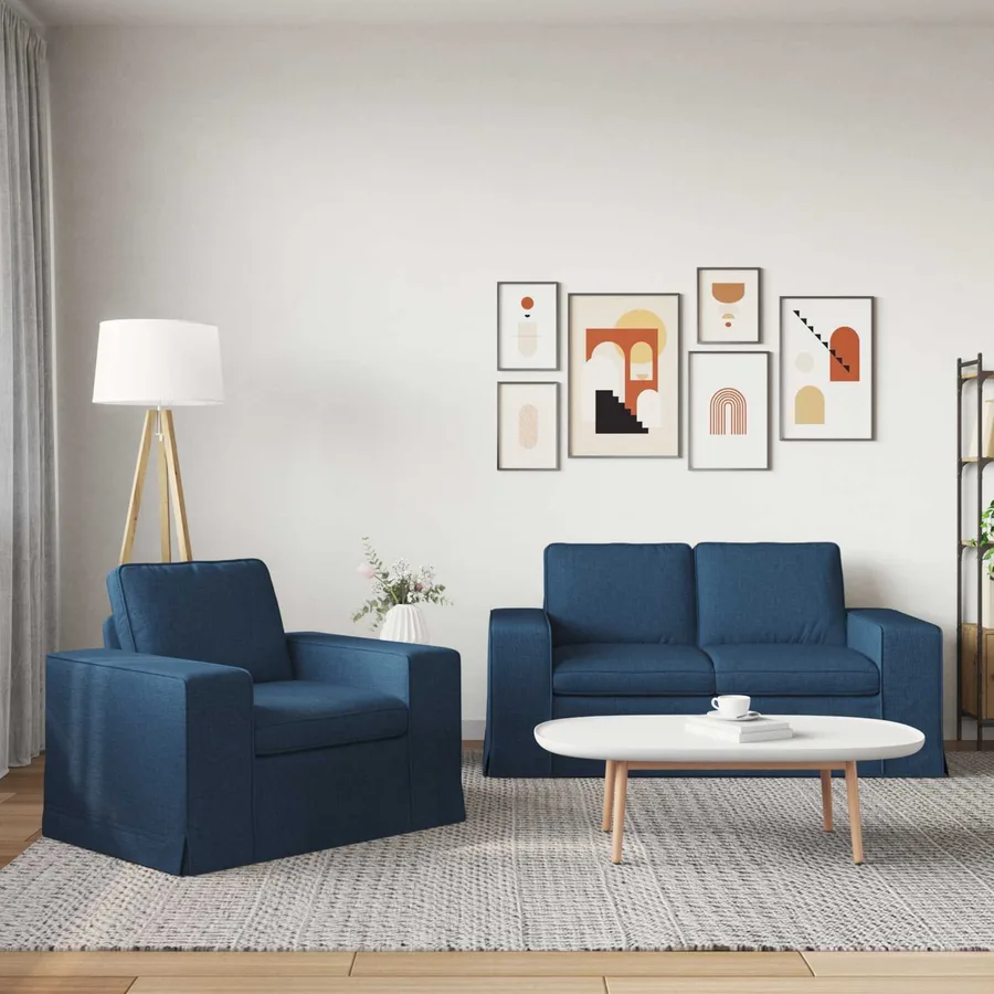 Ensemble de Canapés 2 pcs Bleu 162 x 80 x 82 cm tissu - 3