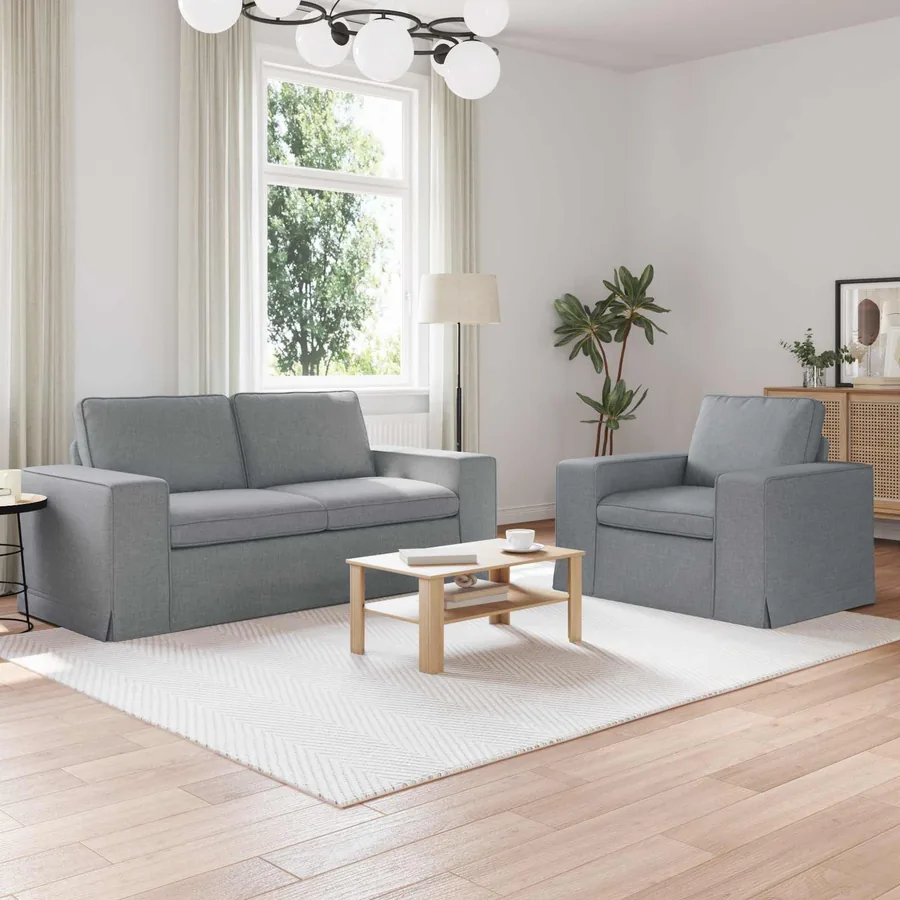 Ensemble de Canapés 2 pcs Gris clair 182 x 80 x 82 cm tissu