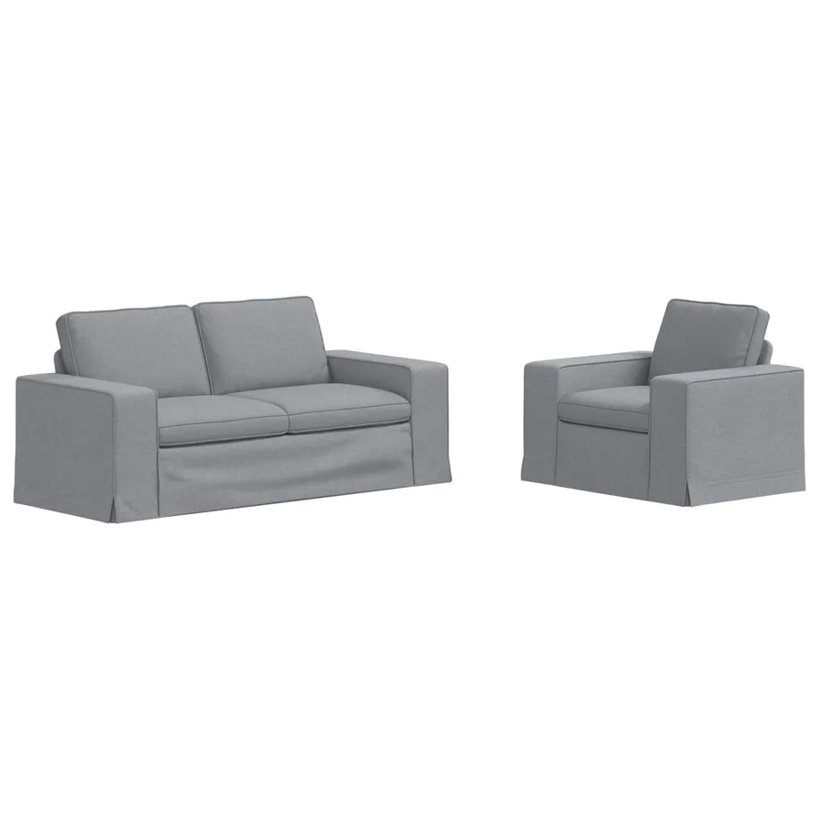 Ensemble de Canapés 2 pcs Gris clair 182 x 80 x 82 cm tissu - 2