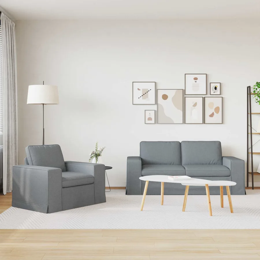 Ensemble de Canapés 2 pcs Gris clair 182 x 80 x 82 cm tissu - 3