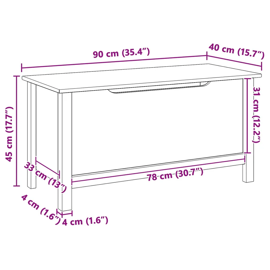 Boîte de rangement HILL Blanc et marron miel 90 x 40 x 45 cm - 9
