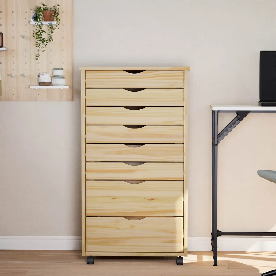 Cabinet Roulant avec Tiroirs avec roue MOSS Vernis transparent - 3