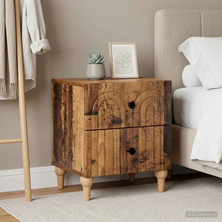 Cabinet de chevet 2 pcs Bois ancien 43 x 34,5 x 48 cm