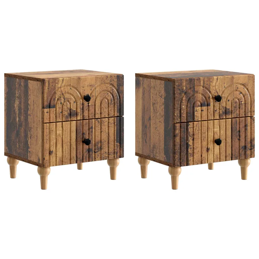 Cabinet de chevet 2 pcs Bois ancien 43 x 34,5 x 48 cm - 2