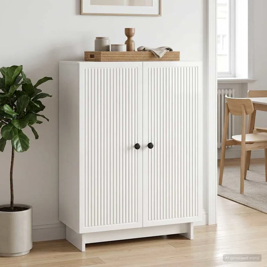Buffet Blanc brillant 66 x 34,5 x 90 cm Bois d'ingénierie