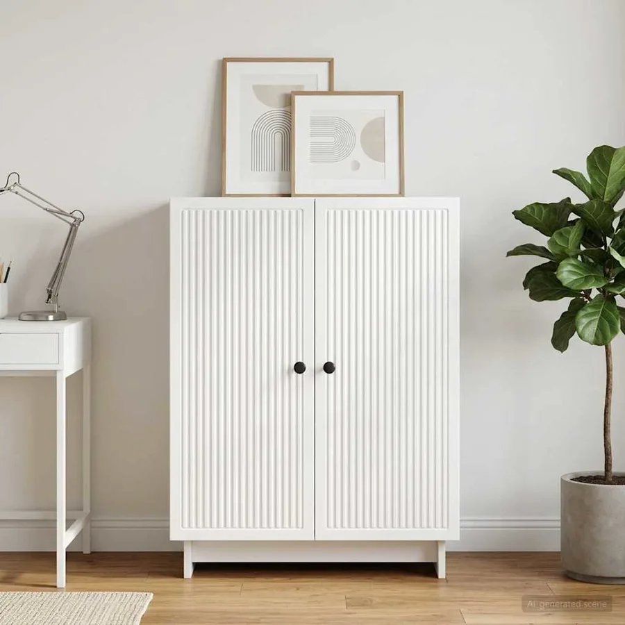 Buffet Blanc brillant 66 x 34,5 x 90 cm Bois d'ingénierie - 4