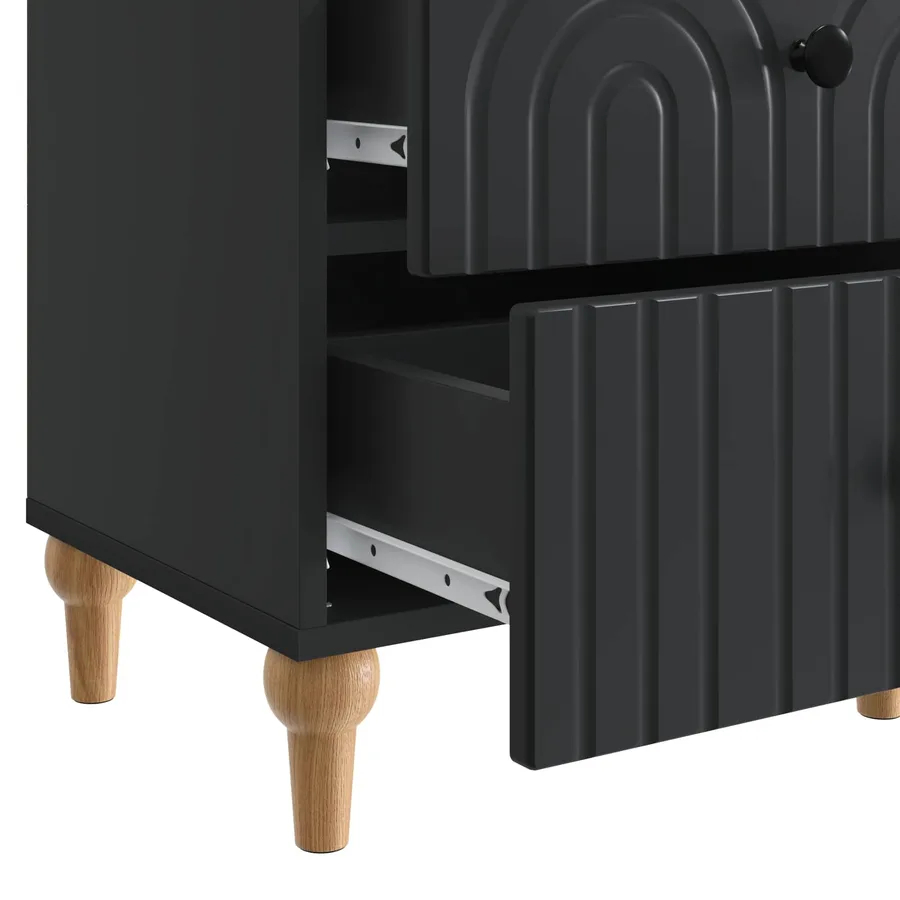 Cabinet de chevet avec tiroir 2 pcs Noir 43 x 34,5 x 48 cm - 11