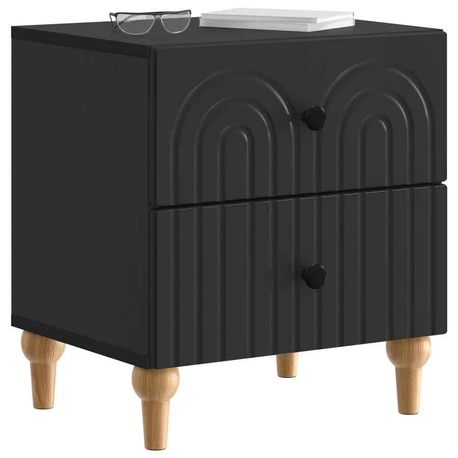 Cabinet de chevet avec tiroir 2 pcs Noir 43 x 34,5 x 48 cm - 3