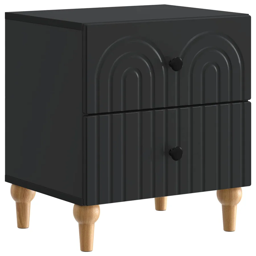 Cabinet de chevet avec tiroir 2 pcs Noir 43 x 34,5 x 48 cm - 5