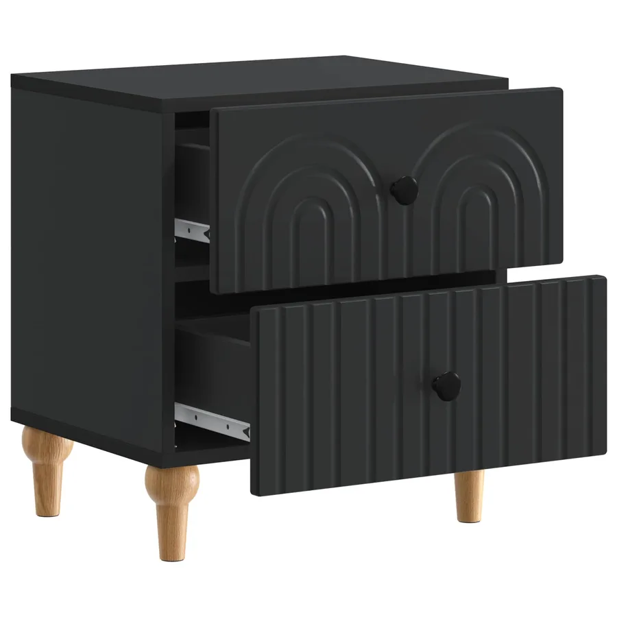 Cabinet de chevet avec tiroir 2 pcs Noir 43 x 34,5 x 48 cm - 6