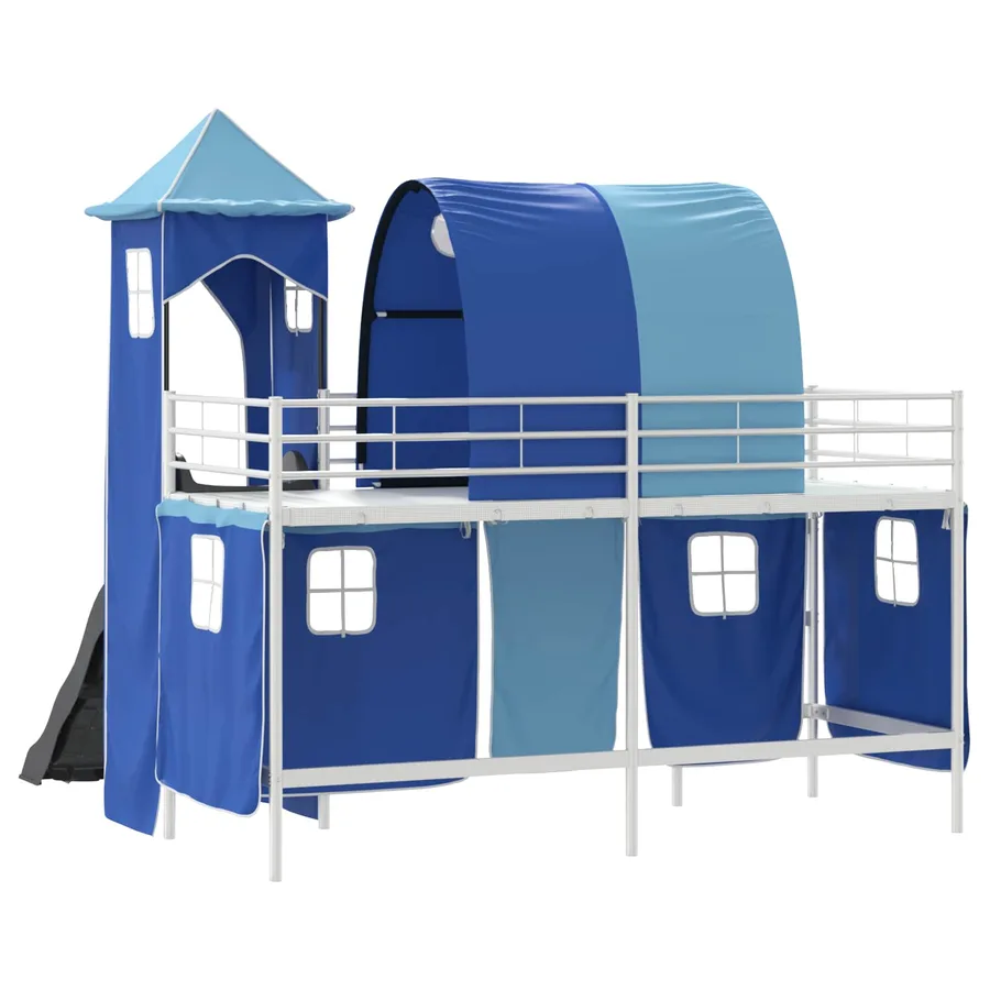 Lit mezzanine pour enfants Uni Blanc et bleu 90 x 190 cm métal - 8