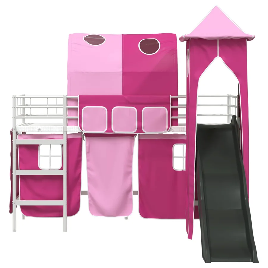 Lit mezzanine pour enfants Uni Blanc et rose 90 x 190 cm métal - 6