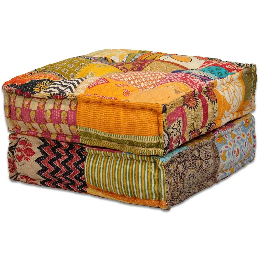 Pouf modulaire à 2 places Patchwork Tissu - 13