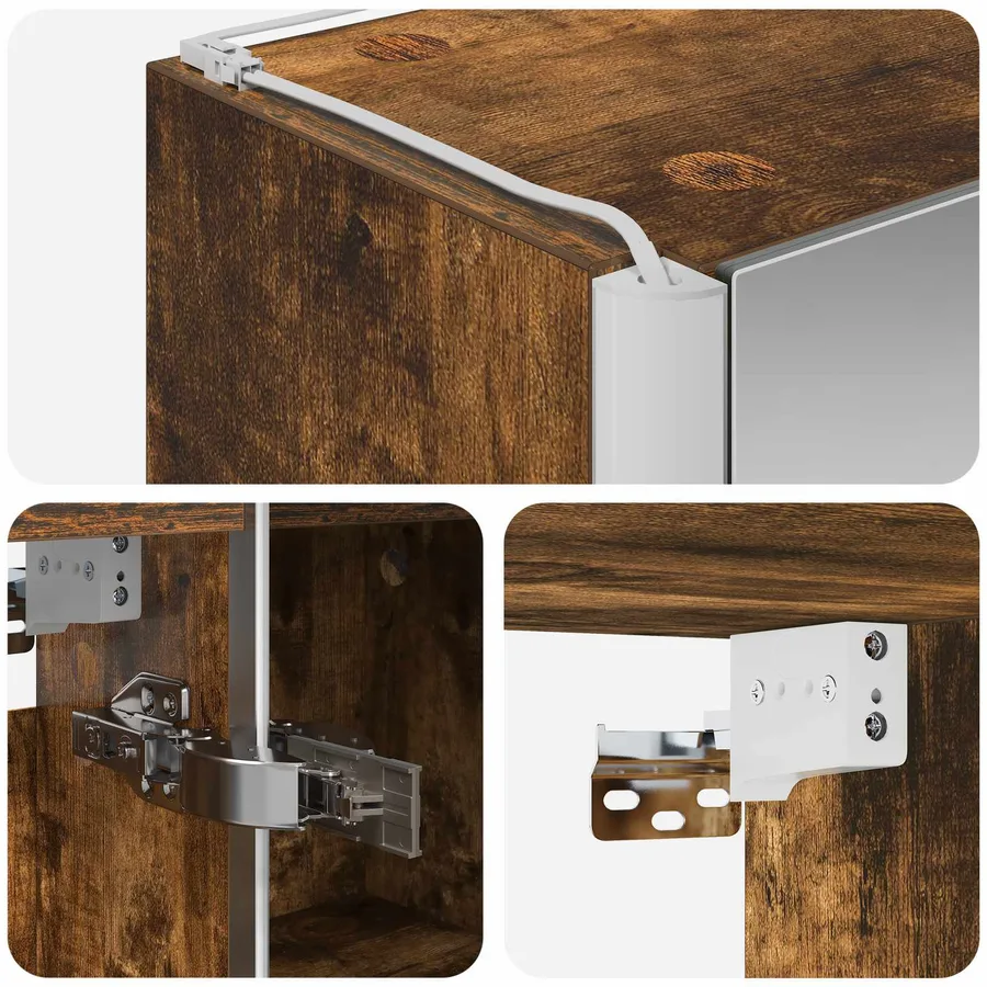 Armoire Miroir de Salle de Bain Chêne fumé - 8