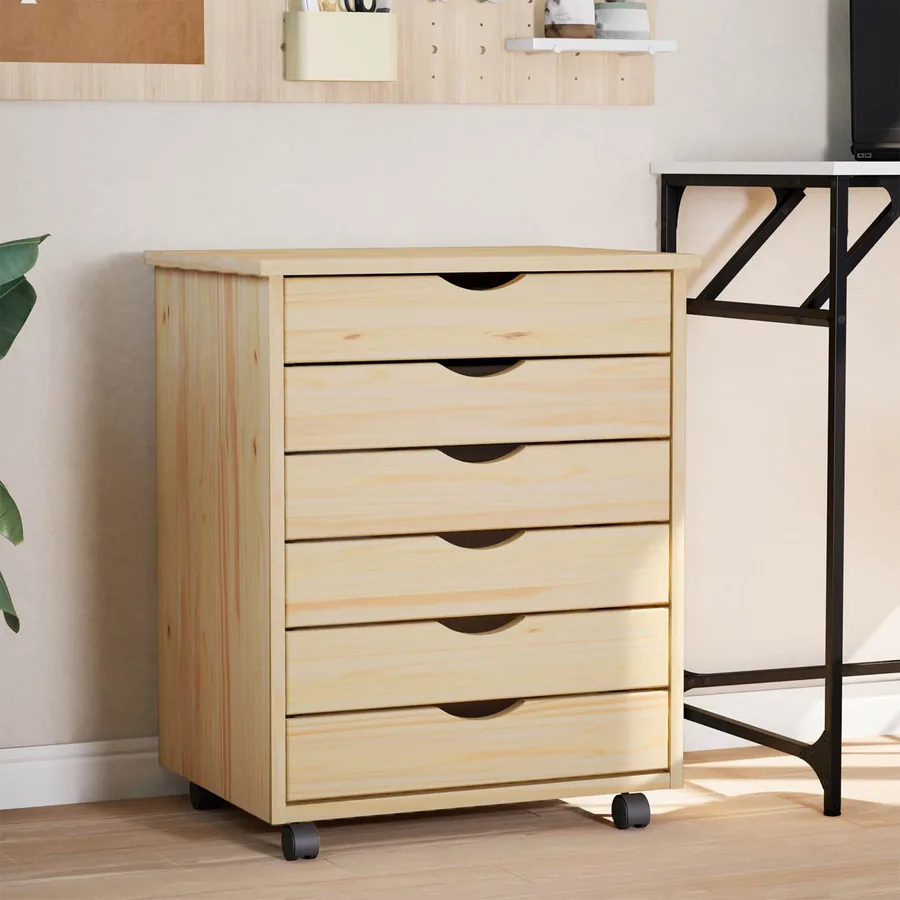 Cabinet Roulant avec Tiroirs avec roue MOSS Vernis transparent