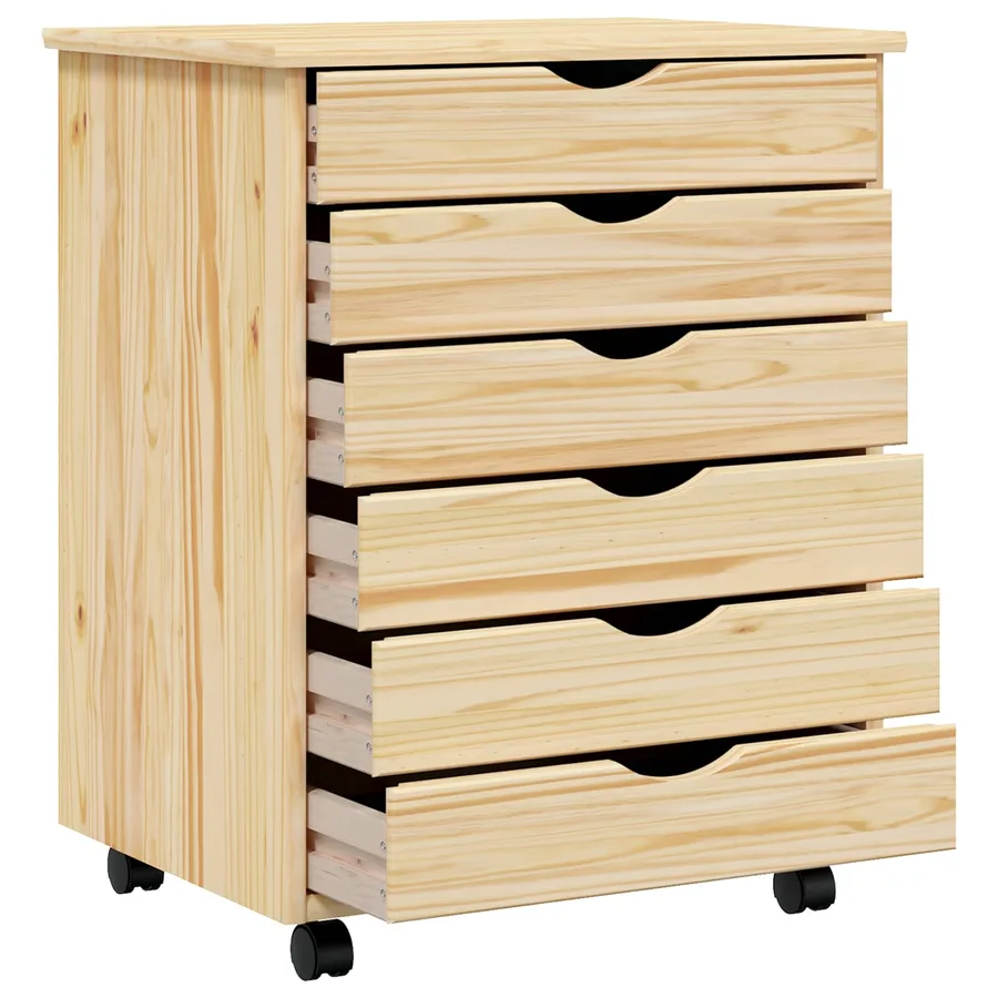 Cabinet Roulant avec Tiroirs avec roue MOSS Vernis transparent - 4