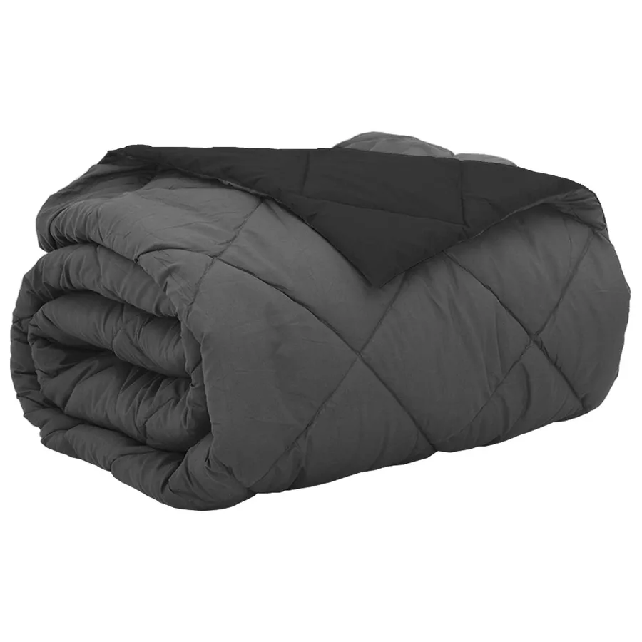 Duvet d'été simple Noir et anthracite 200 x 200 cm Microfibre - 2