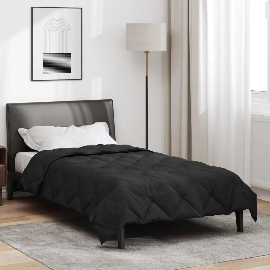 Duvet d'été simple Noir 220 x 140 cm Microfibre