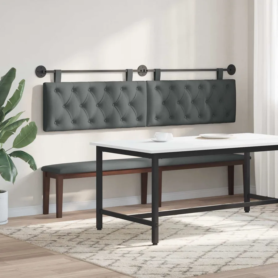 Tête de lit suspendue Gris foncé Tissu - 4