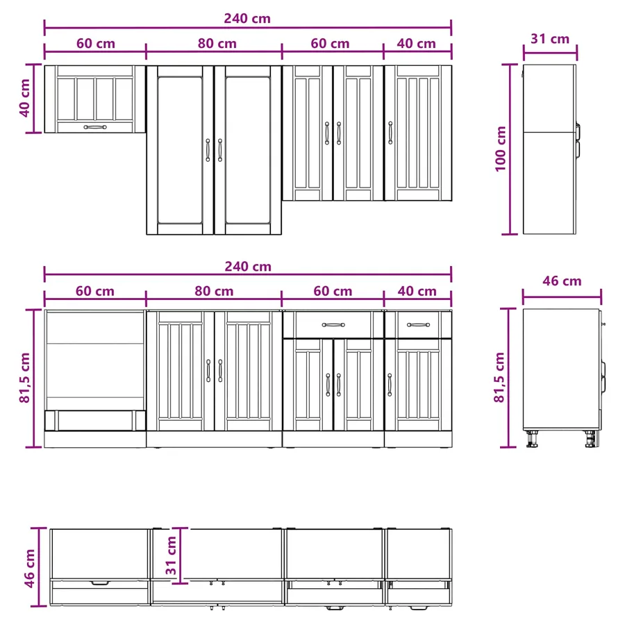 Unité de cuisine LUCCA 8 pcs Chêne Sonoma Bois d'ingénierie - 9