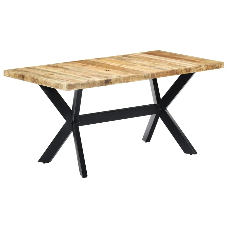 Table à manger 160x80x75 cm Bois de manguier massif brut - 11