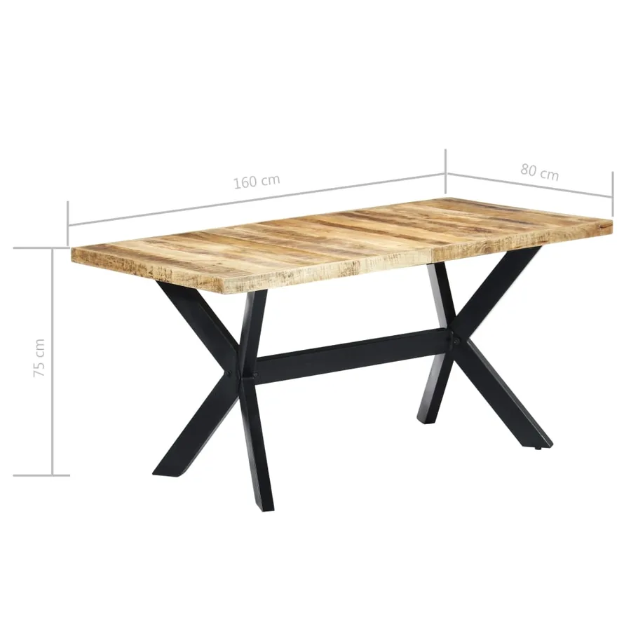 Table à manger 160x80x75 cm Bois de manguier massif brut - 7