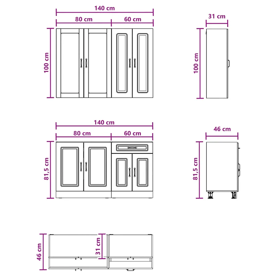 Unité de cuisine KALMAR 4 pcs Chêne brun Bois d'ingénierie - 6