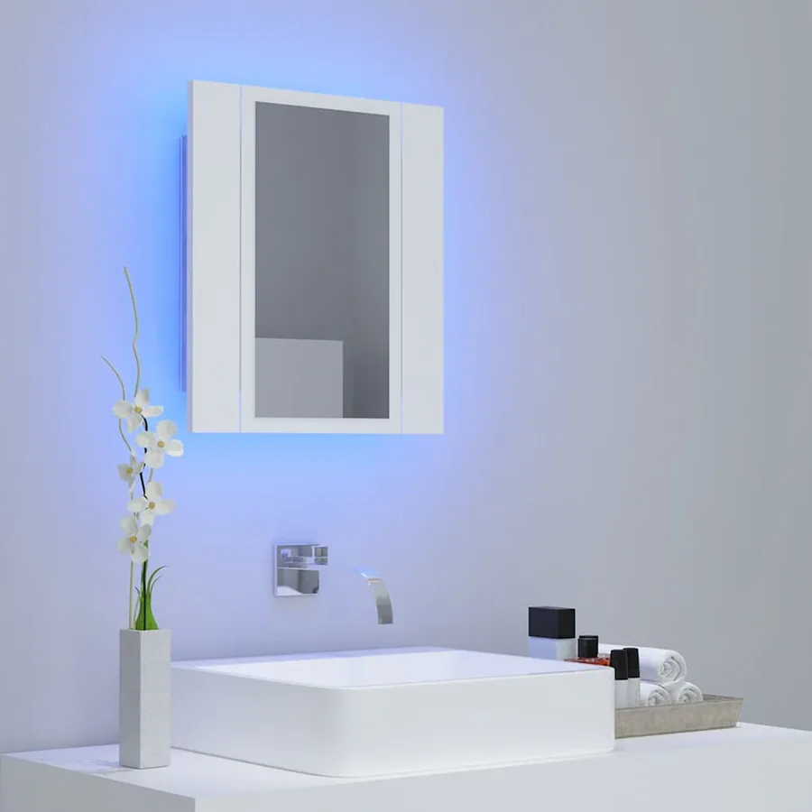 LED Bathroom Mirror Cabinet White 40x12x45 cm Acrylic - 3