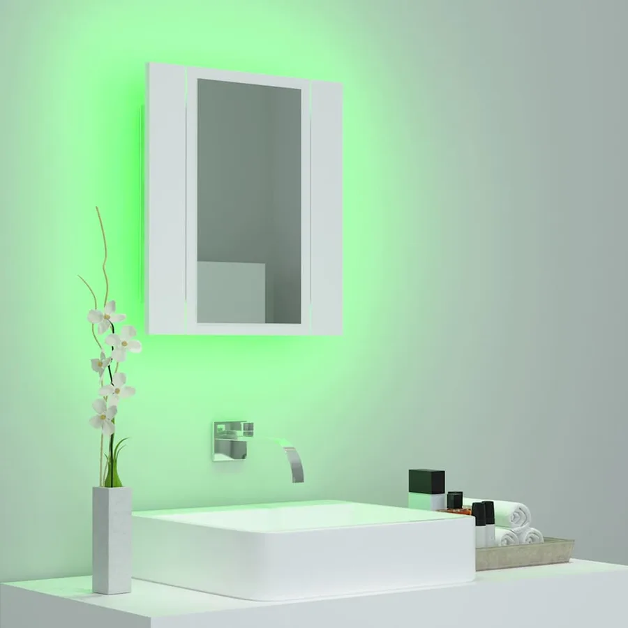 LED Bathroom Mirror Cabinet White 40x12x45 cm Acrylic - 4