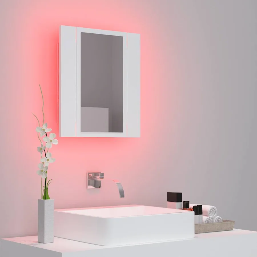 Armoire salle de bain à miroir LED Blanc 40x12x45 cm Acrylique - 5