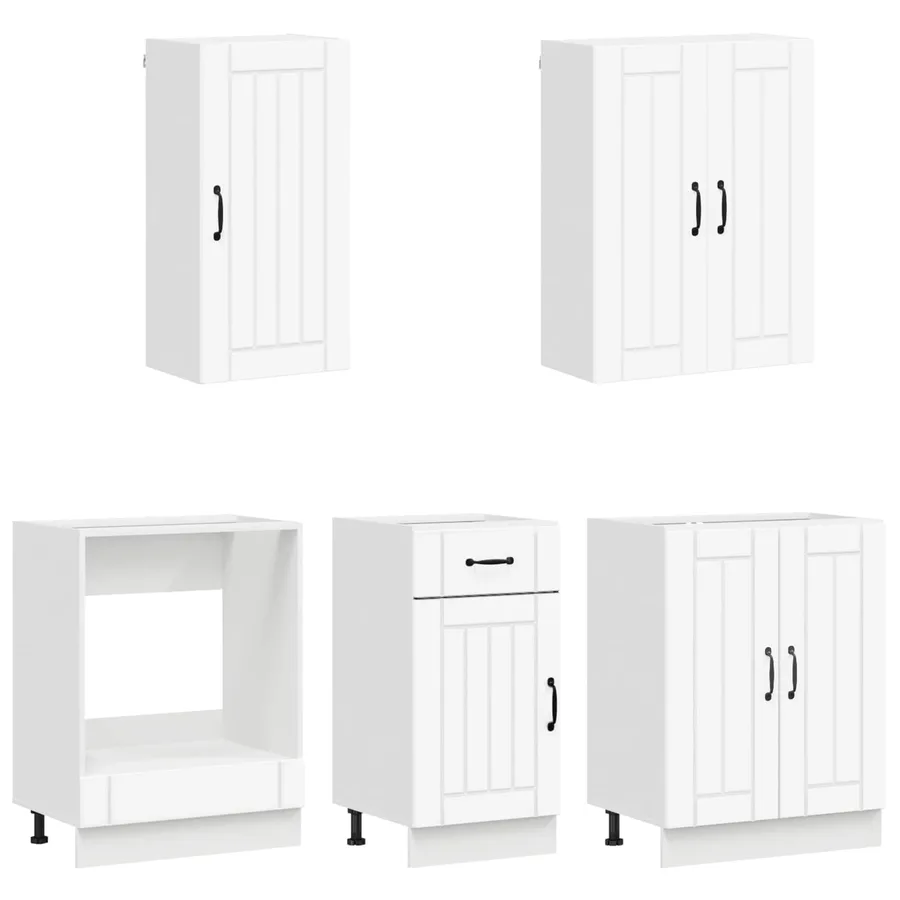 Unité de cuisine LUCCA 5 pcs Blanc Bois d'ingénierie - 3