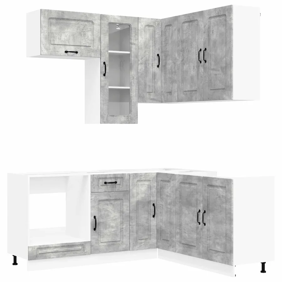 Unité de cuisine KALMAR 8 pcs Gris béton Bois d'ingénierie - 2