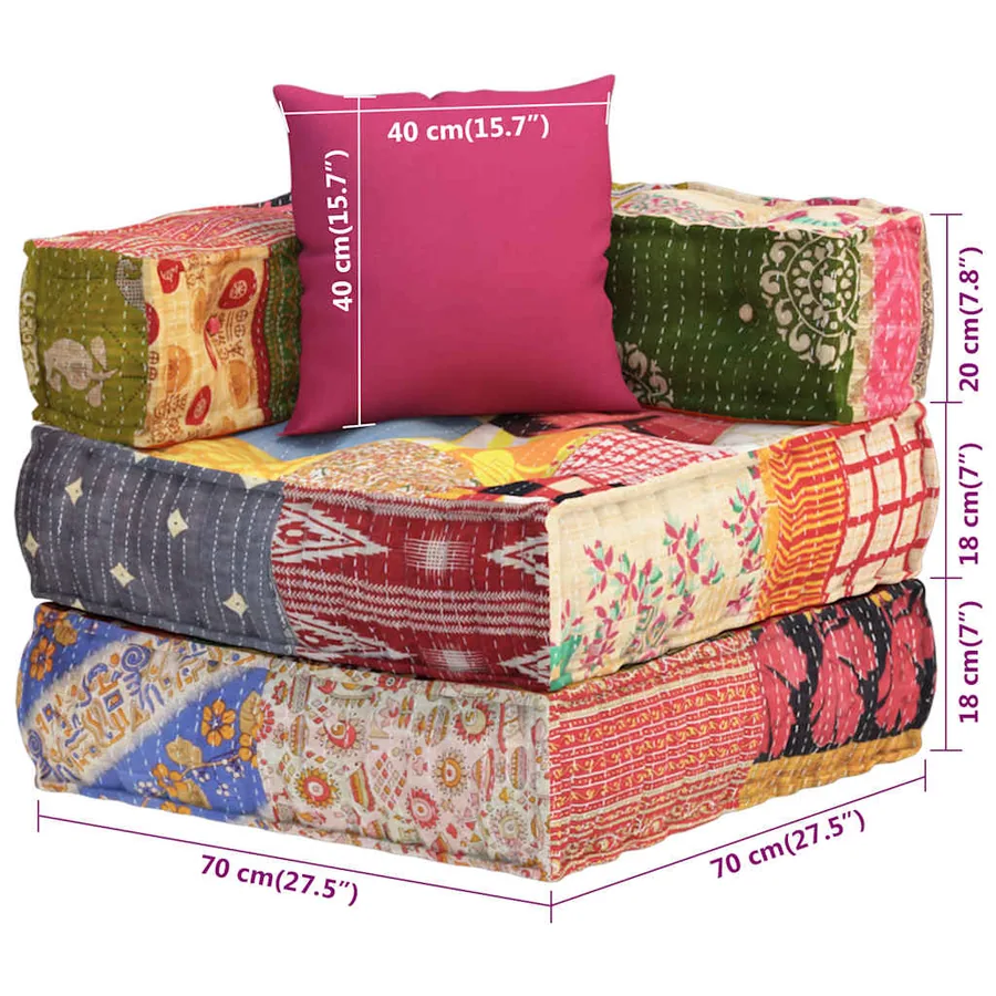 Pouf modulaire avec oreiller Patchwork Tissu - 12