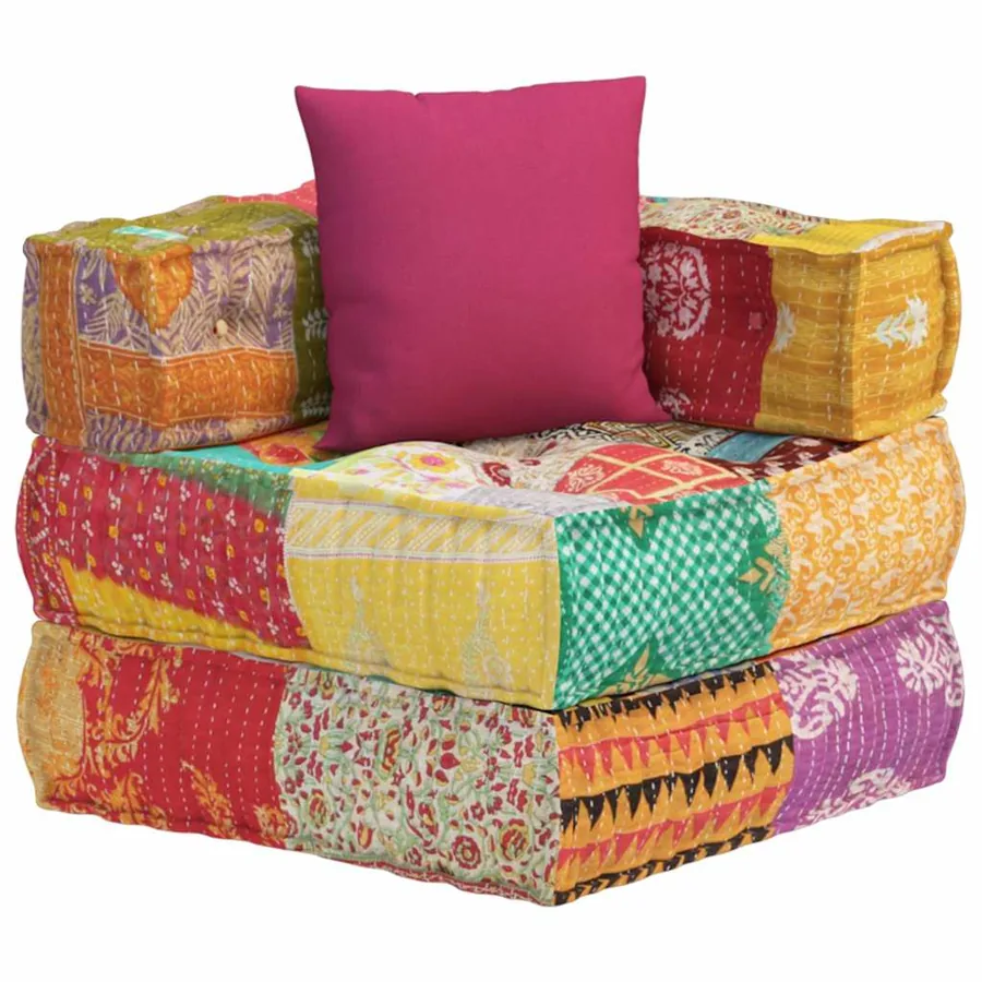 Pouf modulaire avec oreiller Patchwork Tissu - 5