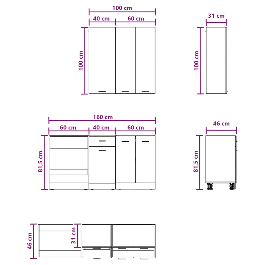 Unité de cuisine LYON 5 pcs Chêne Sonoma Bois d'ingénierie - 7