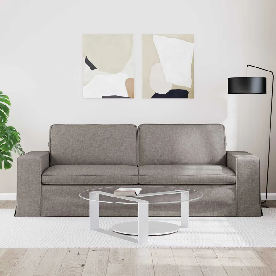 Canapé Taupe 222 x 80 x 82 cm tissu - 3
