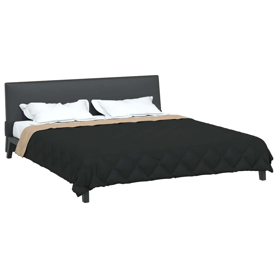 Duvet d'été simple Noir et Taupe 200 x 200 cm Microfibre - 3