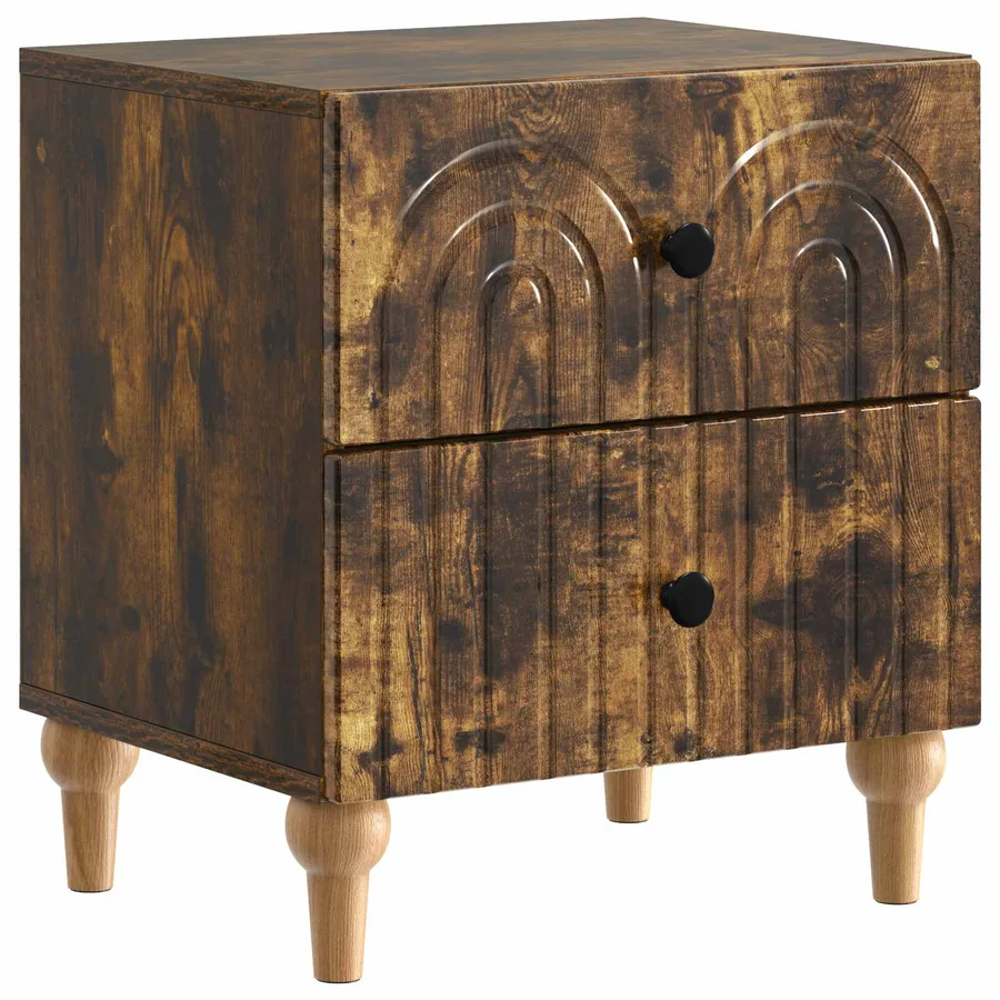 Cabinet de chevet avec tiroir Chêne fumé 43 x 34,5 x 48 cm - 2