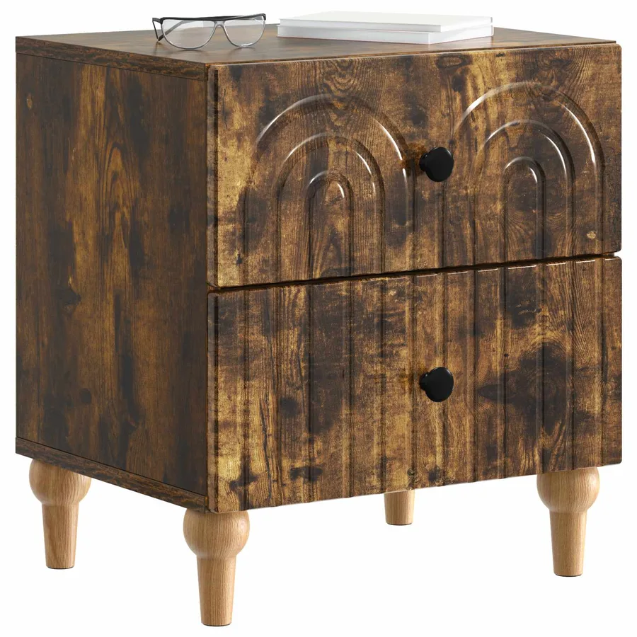 Cabinet de chevet avec tiroir Chêne fumé 43 x 34,5 x 48 cm - 3