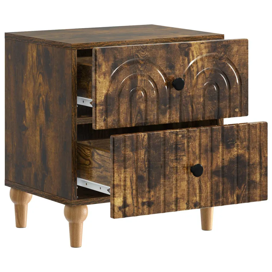 Cabinet de chevet avec tiroir Chêne fumé 43 x 34,5 x 48 cm - 4