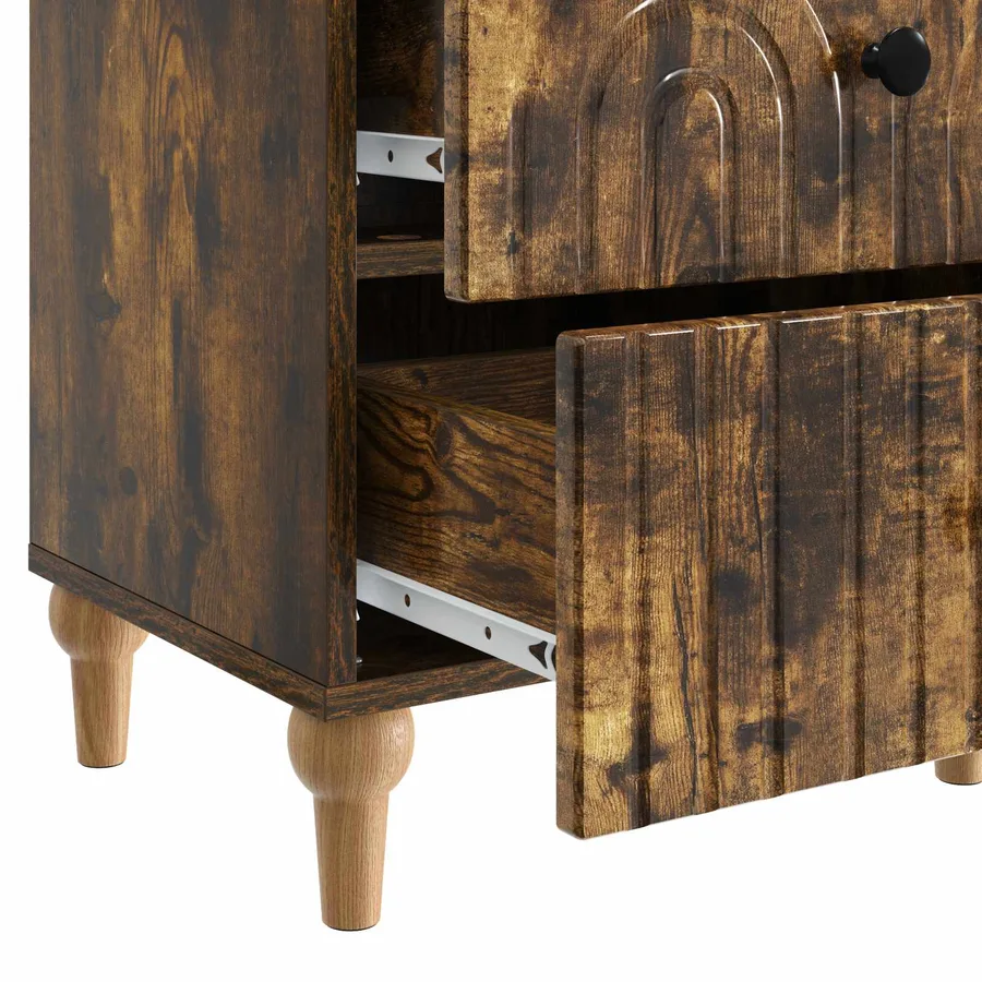 Cabinet de chevet avec tiroir Chêne fumé 43 x 34,5 x 48 cm - 9